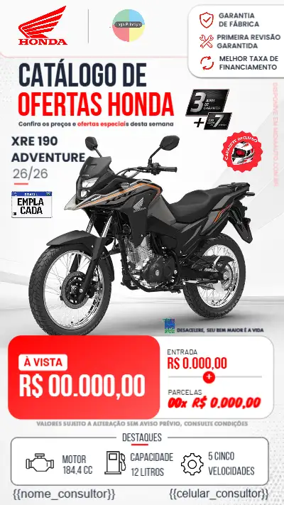 Catálogo Ofertas XRE 190 STANDARD