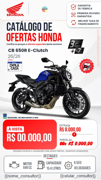 Catálogo Ofertas CB 650R E-Clutch